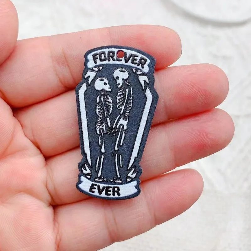 1, 4 or 20 Pieces: Black Skeleton Lovers in Coffin Charms, Goth Lovers,  Love is Eternal: Double Sided