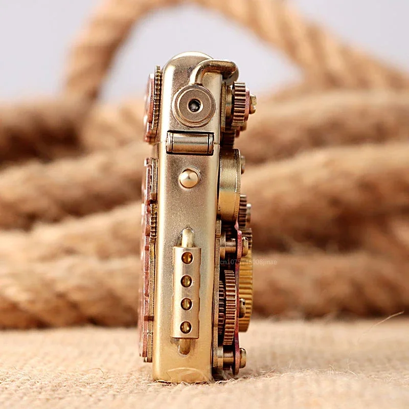 Zorro Personalized Mechanical Steampunk Lighter Creative Pure Copper Kerosene Lighter  Gear Linkage Cool Men's Gift 3