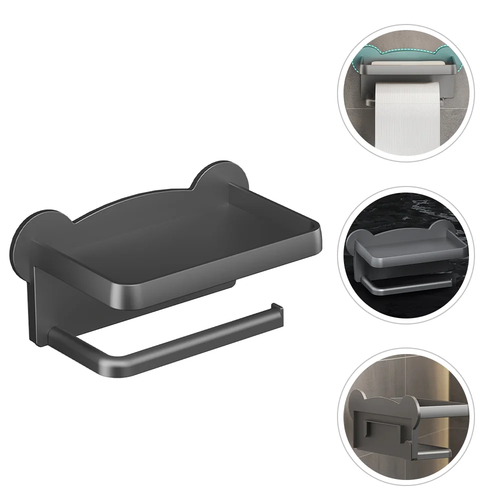

Home Punch-free Wall-mounted Bathroom Toilet Paper Towel Holder Wet Wipes Roll Storage Rack Gray Double Layer Pp