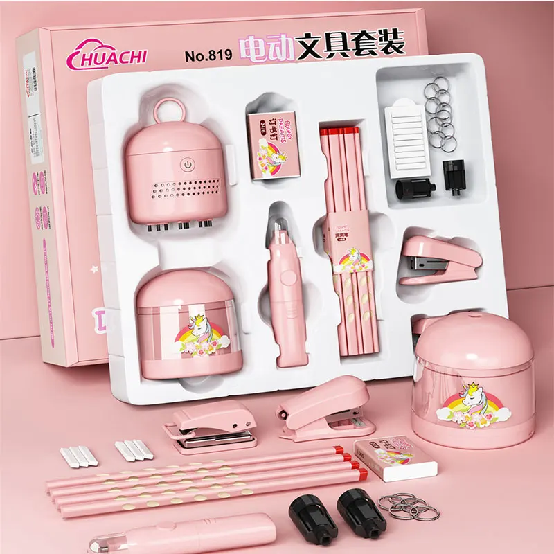 Electric Stationery Set Gift Box Sharpener Electronic Stationery Set