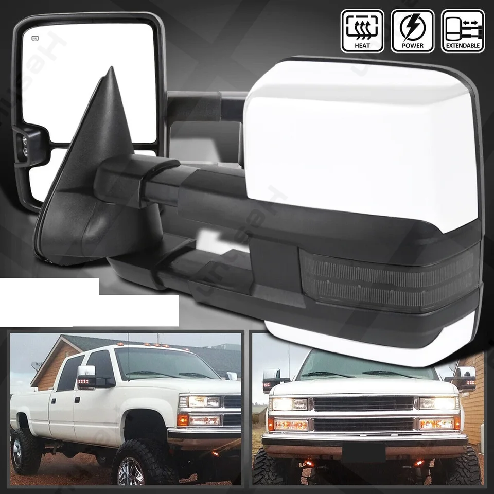 Specchietti Riscaldati Estensibili Sierra Retrovisori Riscaldati Con LED Per Silverado/Sierra 2015-2018 - Estendibili, Per Traino Specchietti Estensibili Per Pick-up