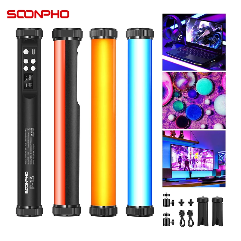 

Soonpho P13 RGB Led Video Light Stick With Tripod 2500K-8500K CRI 95+ Photography Studio Handheld Tube Light For Photo Studio
