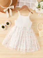 Robe à fleurs 3D à caraco blanc – Robe de princesse douce féerique pour filles, ourlet en tulle floral 2