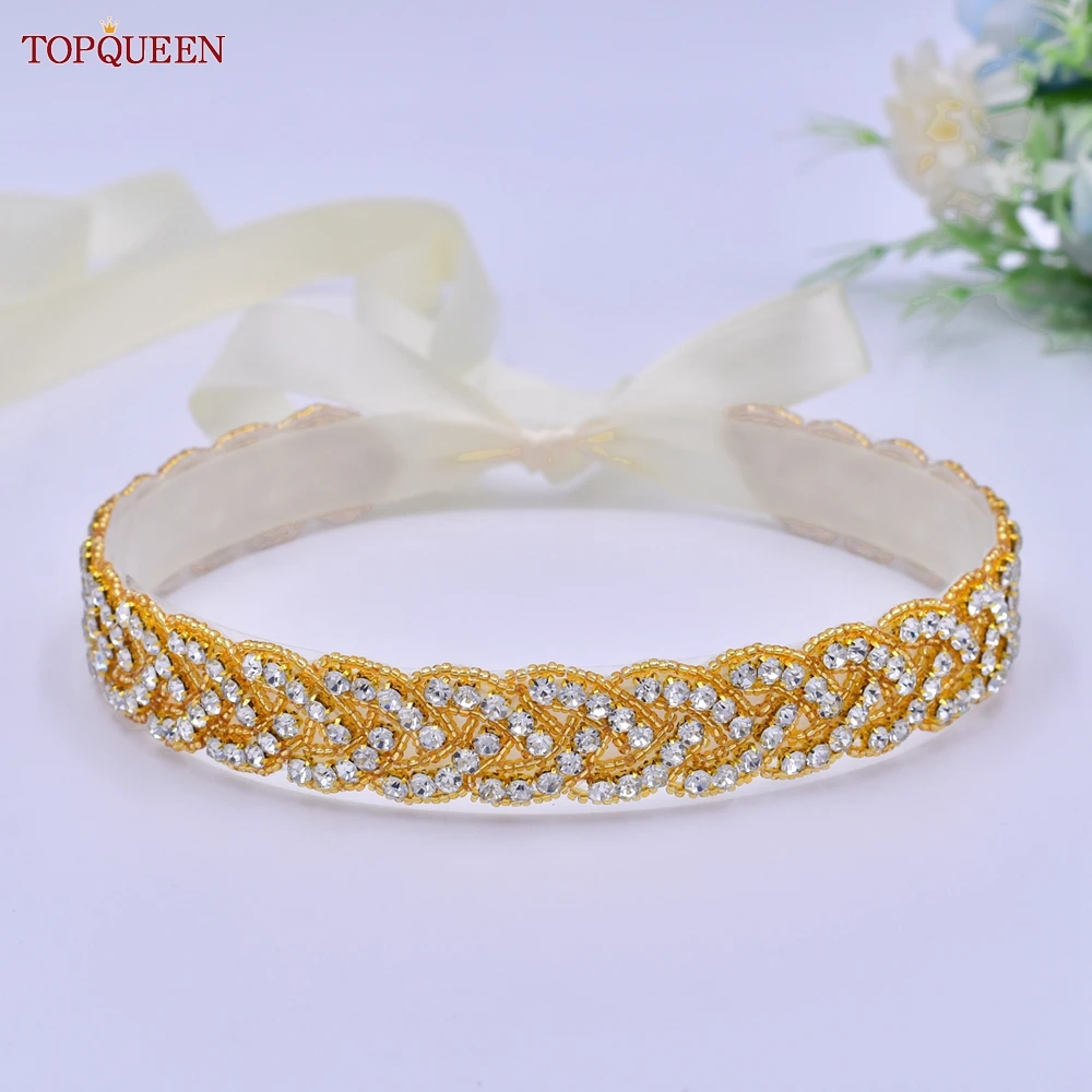 Golden Bridal Belt Full Rhinestones Women Sash Luxury Designer Moroccan Wedding Waistband Shiny Jewel Applique