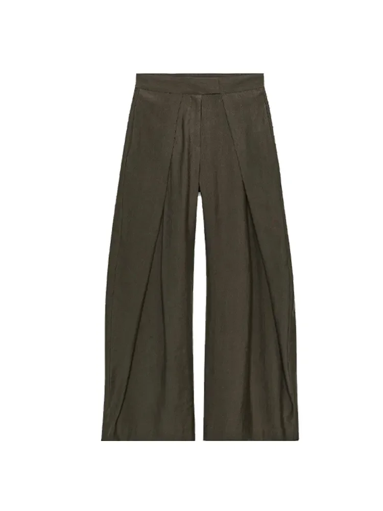 Elegant Women's High-Waisted Pleated Wide-Leg Trousers