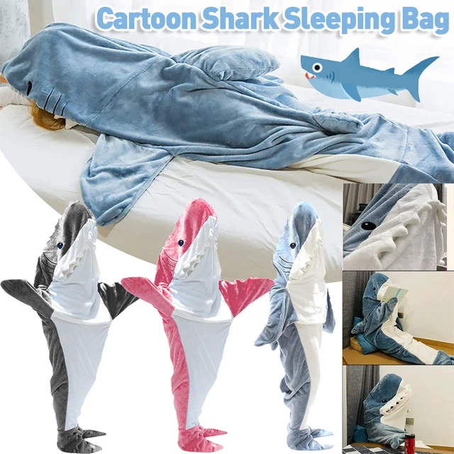 Cartoon Shark Sleeping Bag Pajamas Office Nap Shark Blanket Karakal High Quality Fabric Mermaid Shawl Blanket For Children Adult 1