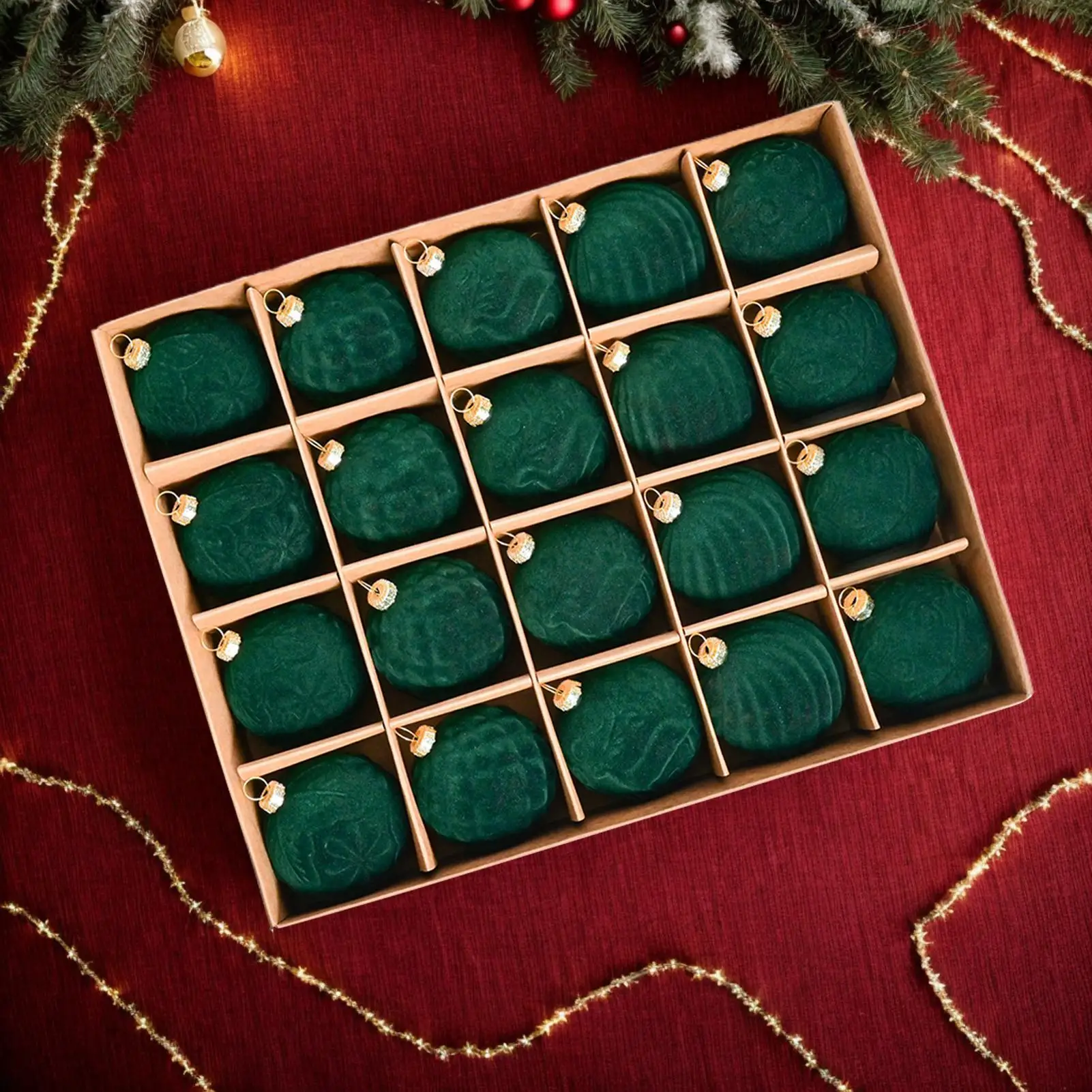 2026 Christmas velvet Ball Ornaments 20pcs/box Christmas Decorations Pendant Hangable Festive Decor For Festival Holiday