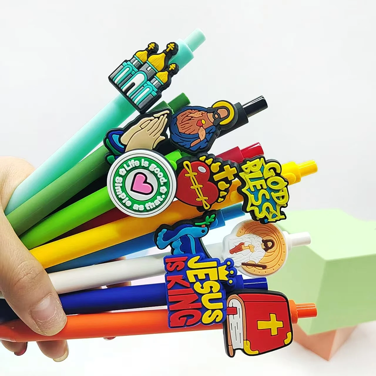10PCS religious modeling patch pen, religious belief theme gender-neutral pen, personalized writing gift pen, ballpoint pen rand 2