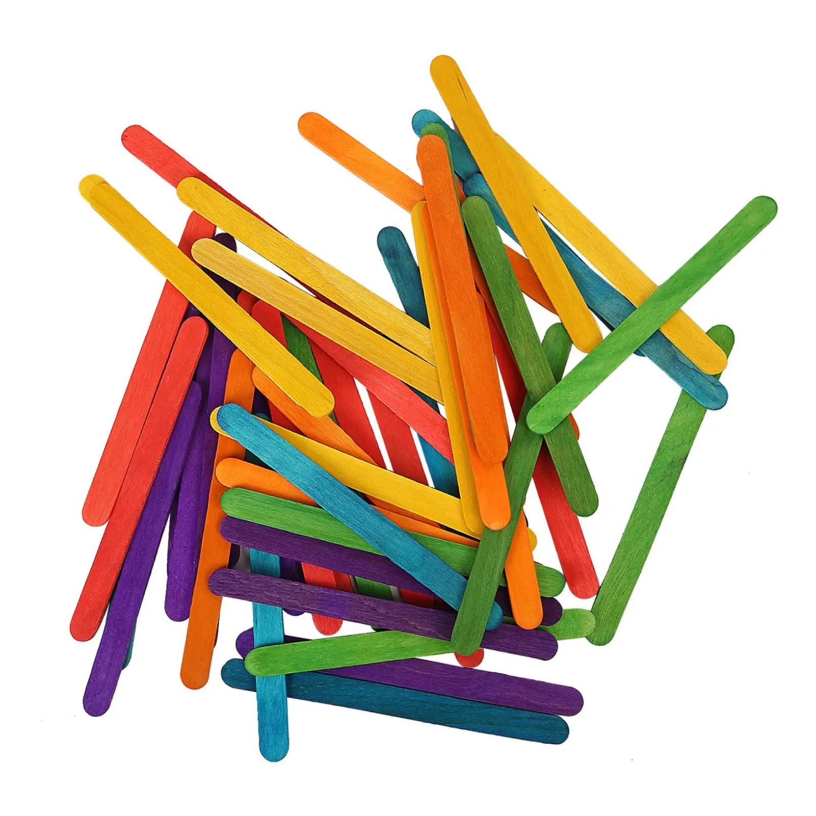 Colored Wooden Popsicle Sticks Natural Wood Ice Cream Stick 50Pcs For Kids Educational Toys Handmade DIY Craft Supplies Kitchen ice cream sticks