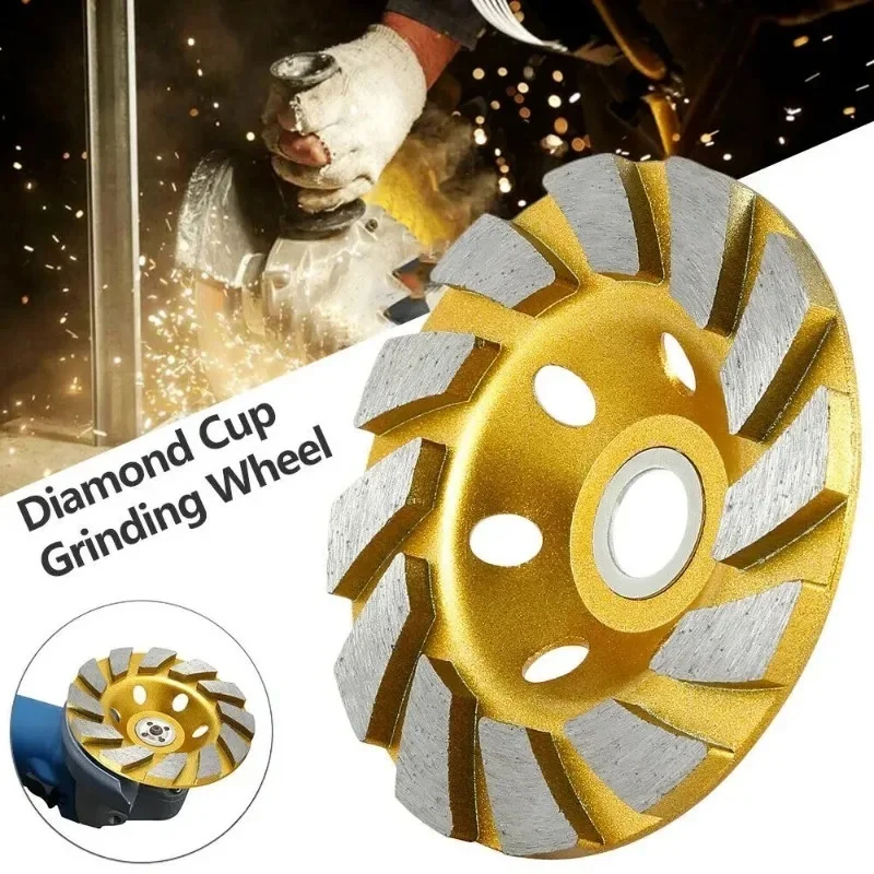 4 Inch 100mm Concrete Stone Ceramic Turbo Diamond Grinding Cup Wheel 12 Segs Heavy Duty Angle Grinder Disc For Angle Grinder