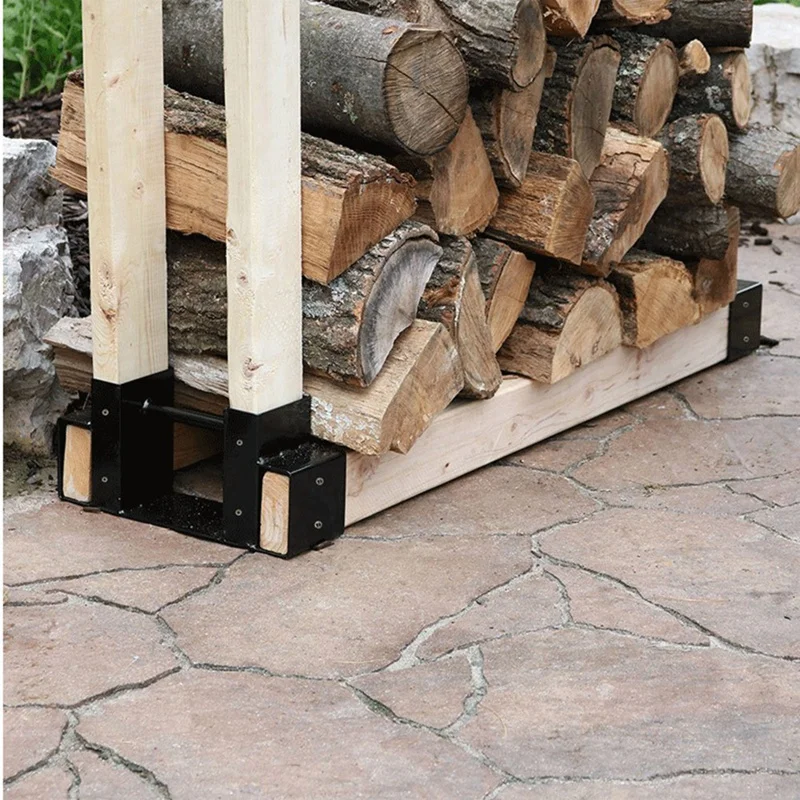 

Firewood Log Rack Bracket Kit - Adjustable To Any Length - Closed-End Design - 2 Pieces Of Brackets Durable Easy Install