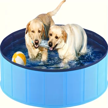 Vasca da Bagno per Cani Blu, Vasca per Animali Domestici per Uso Interno ed Esterno, Adatta a Tutte le Razze di Cani, Facile da Pulire, Bordi Robusti