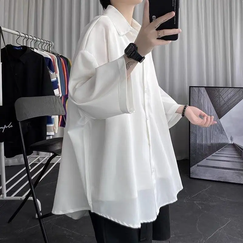 Spring Summer New Fashion Polo Collar Short Sleeve Men's Clothing Casual Youth All Match Loose Solid Male Clothes Button Shirts