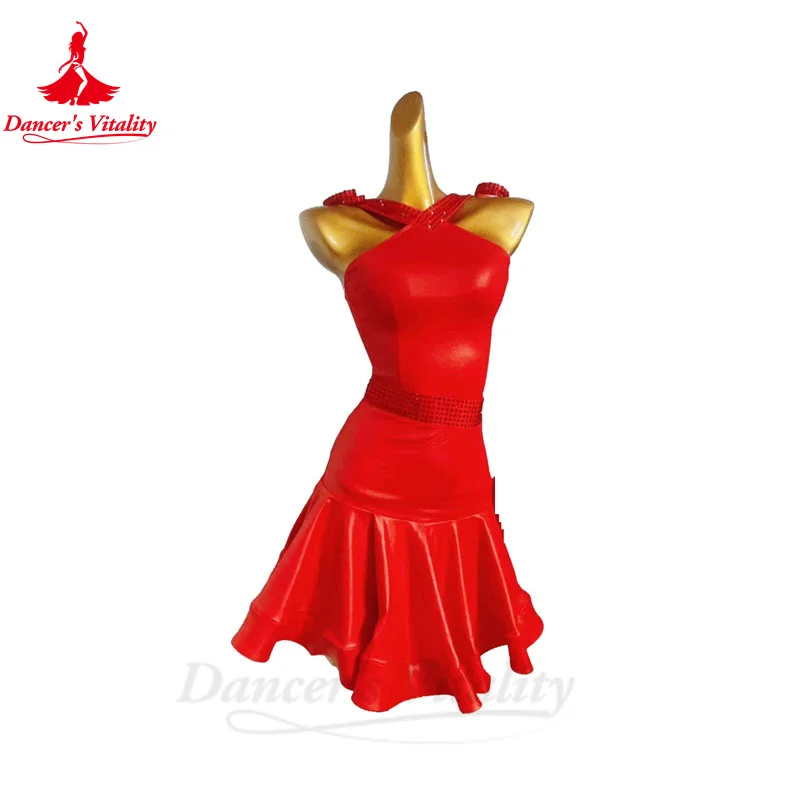 

Latin Dress for Women Rumba Chacha Tango Performance Competiton Skirt Spandex Sleeves Adult Child Social Dancing Latin Dresses