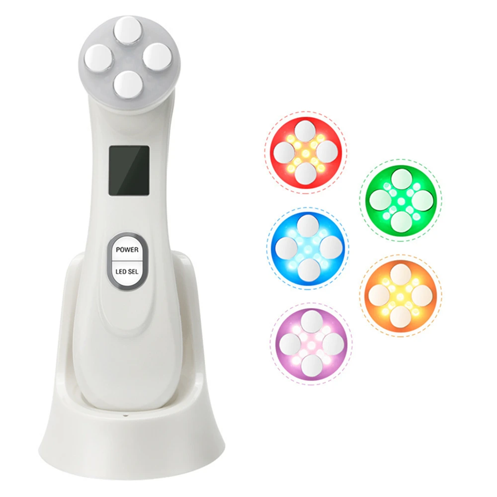 5 Color Light Base beauty device Face and neck massager with vibration and heat function portable electric facial massager
