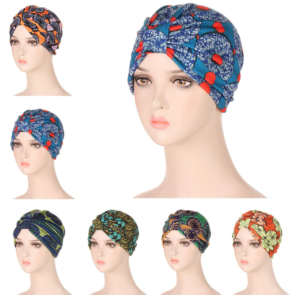 

Newest Indian Turban African Print Hijab Inner Cap Women Muslim Headscarf Chemo Cancer Hat Beanies Bonnet Hair Loss Head Cover