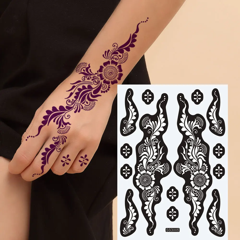 Reusable Hollow Henna Tattoo Stencil for Women Hand Arm Sleeve Waterproof Temporary DIY Tattoo Painting Template 1pc