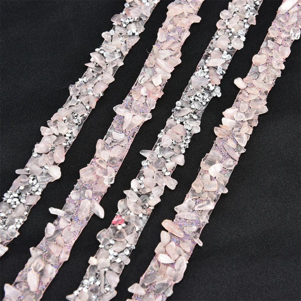 Crystal Rhinestone Trim Hotfix Ribbon Colorful Artificial Gem Stone Beaded  Iron On Applique Chain Embellishment Sewing Accessories by for DIY Wedding