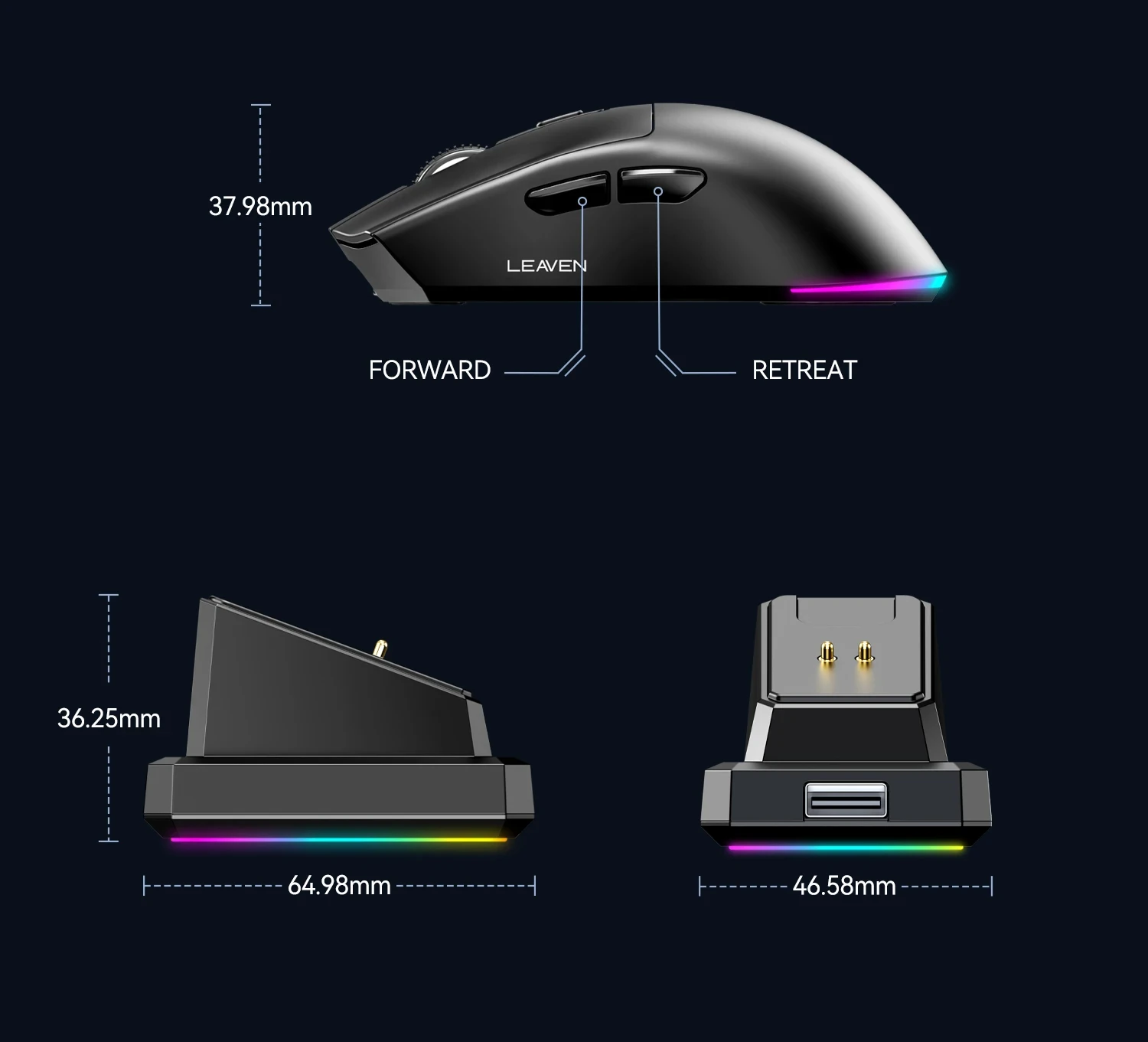 X3 Dual-Mode Mouse Two Bluetooth Mouse 2.4G Wireless Mouse RGB Gaming Mouse with Charging Dock Rechargeable Mouse Ergonomic Mice