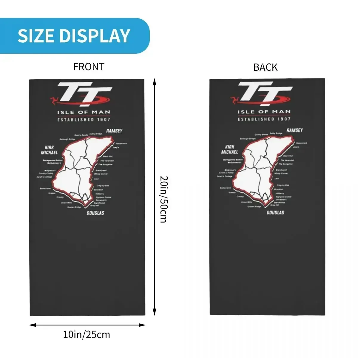 Isle Of Man TT Motorcycle Bandana Neck Gaiter Printed Wrap Scarf Warm Headband Hiking for Men Women Adult All Season