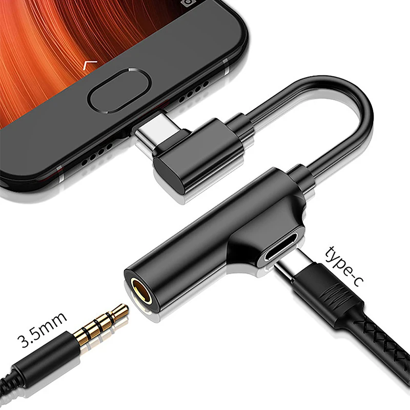 USB C DAC Adapter 2 In 1 Type C To 3.5 Earphone Adapter for Xiaomi type c to 3.5mm adapter