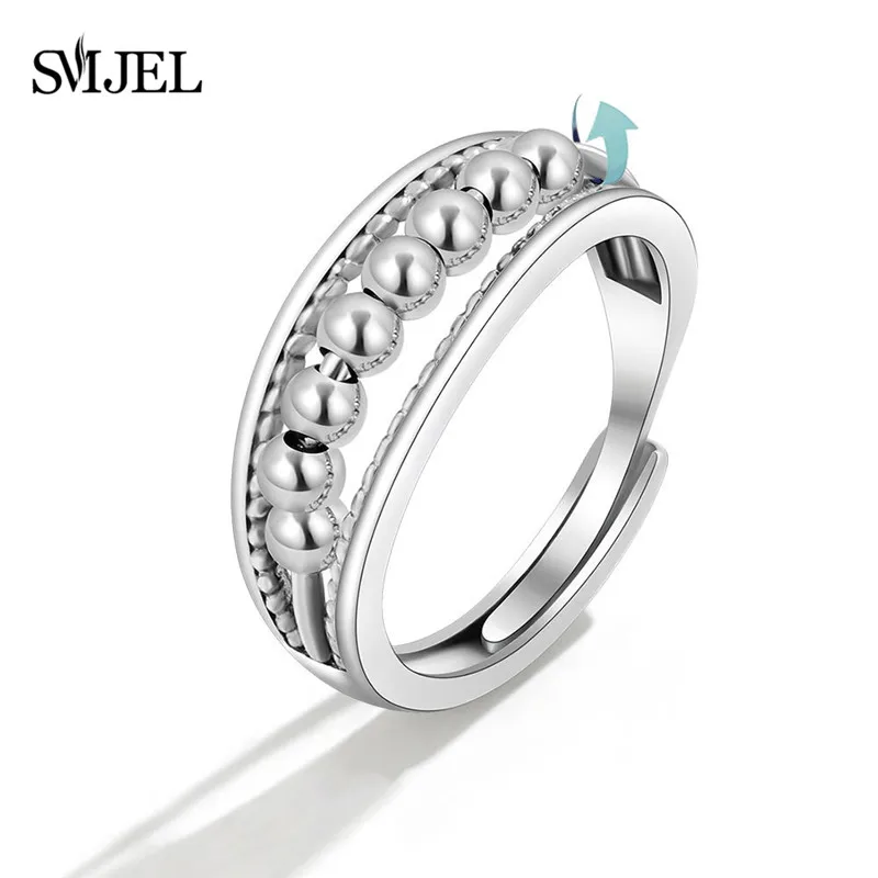 Elegant Beaded Spinner Ring - Anti-Stress Fidget Jewelry