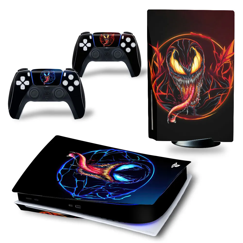 Marvel Venom PS5 Disc Edition Skin Sticker Cover Decal for PlayStation 5 Console and 2 Controllers PS5 Disc Skin Sticker Vinyl 