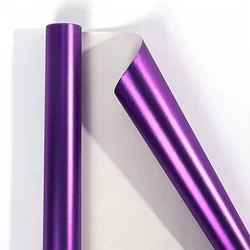 Large Matte Metal Coated Aluminum Pure Color Paper Roll for Events and Gift Wrapping (Purple)