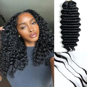 Extensioni per capelli ricci burmesi di alta qualità, invisibili, senza nodi, per trecce, effetto piuma, in vero capello umano