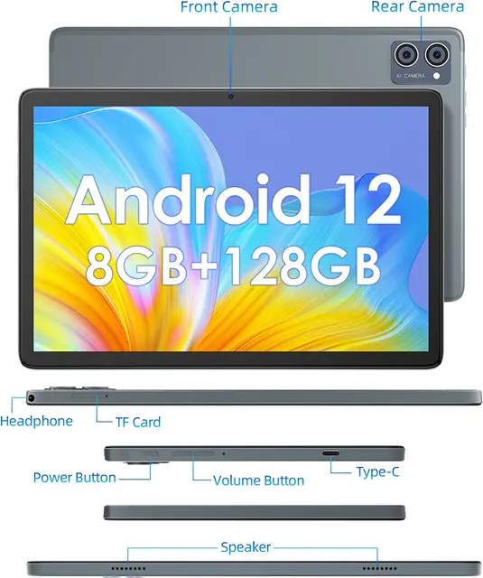 Android12タブレット8GB+128GB デュアルSIMカード ブラック Android12タブレット8GB+128GB デュアルSIMカード シルバー