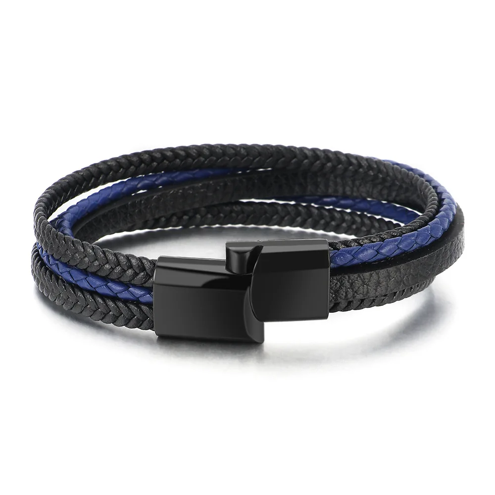 Men Leather Rope Braided Bracelet Alloy Magnetic Buckle Bracelet Fashion Jewelry Gift For Men