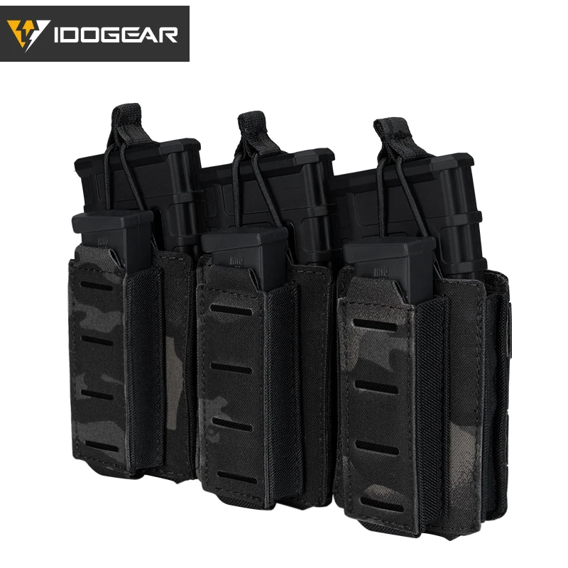 Idodgear Tactical Lsr 9Mm 556 Mag Pouch Triple Mag Carrier Molle Pouch Laser Cut Airsoft 3570