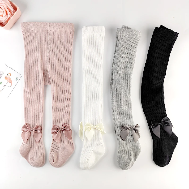 1pc Girls Cute Bow Decor Solid Color Pantyhose Children's Baby Thin Medium Thick Leggings Tights Socks Pants Dress Socks Dance S