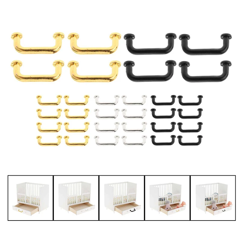 1Set 1:12 1:6 Mini Pulls Handles DIY Dollhouse Drawer Cabinet Door Handle Furniture Knobs Miniaturas Accessories Decorative Door 2