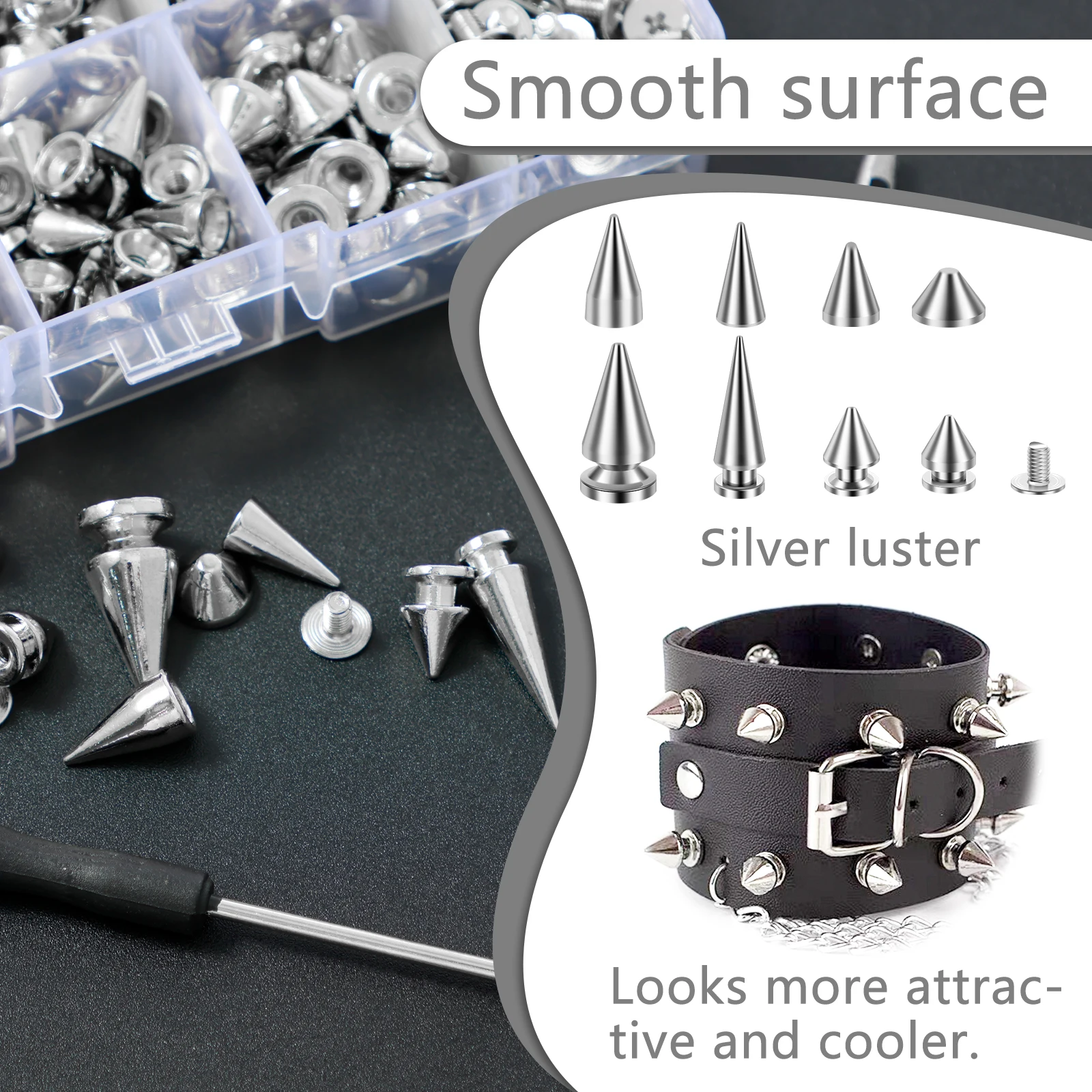 359Pcs Punk Rivet Clothing Studs Cone Spikes Kit Tree Spike Assortment Kit DIY Punk style Clothes Jacket Shoes Bag Collar metal rivets metal studs