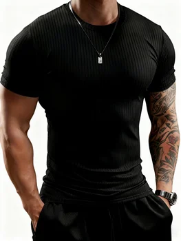 T-shirt fitness da uomo Felpa casual a maniche corte Bodybuilding Slim Running Top Abbigliamento sportivo ad asciugatura rapida Nuovo prodotto estivo