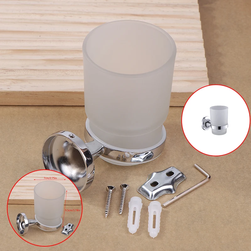 Bathroom Modern Wall-Mounted Toothbrush Holder Glass Cup Tumbler Frame Bathroom Storage Organizer Tooth Brush Cup Tools Washroom