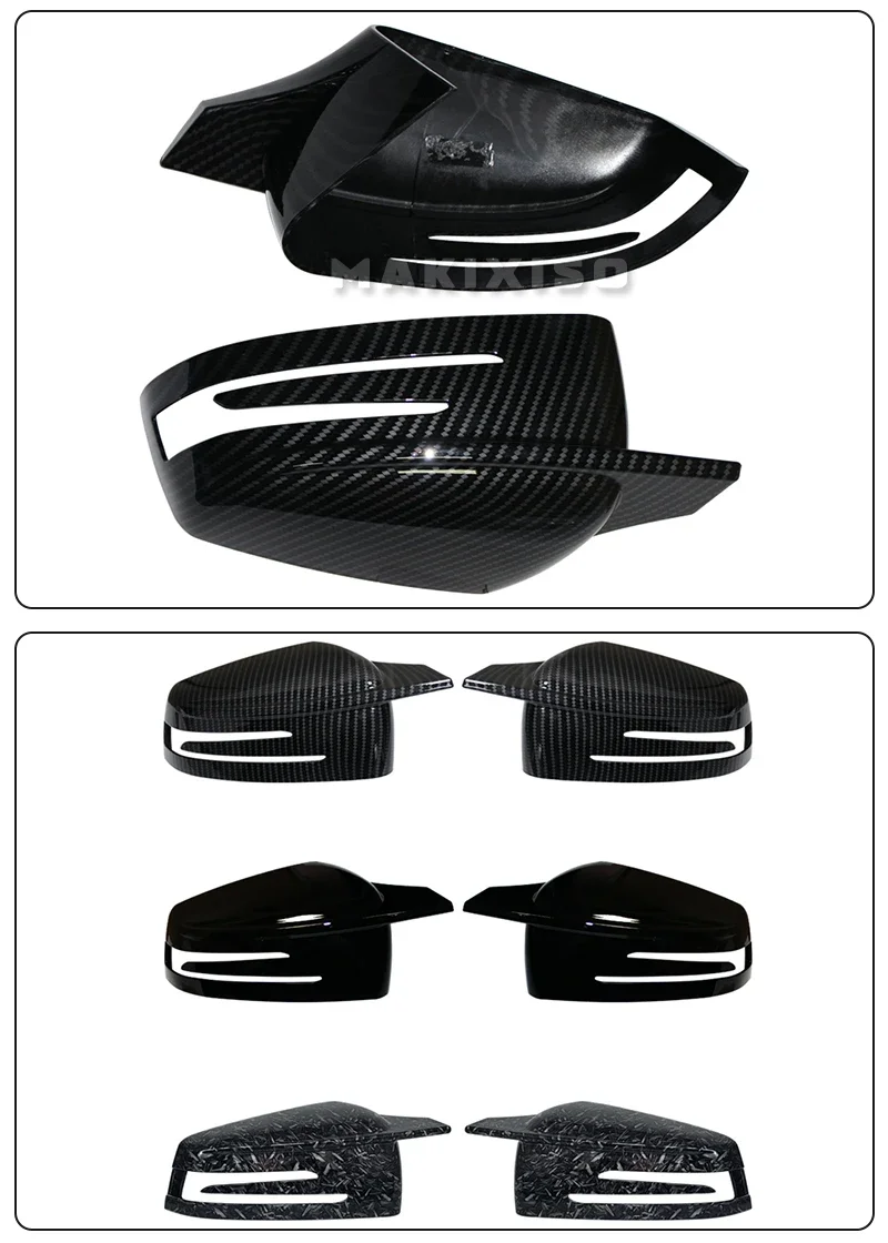 Carbon Fiber Look Black Rearview Side Mirror cover Caps for Mercedes-Benz W176 W246 W204 W212 W221 C117 X204 X156 ABS