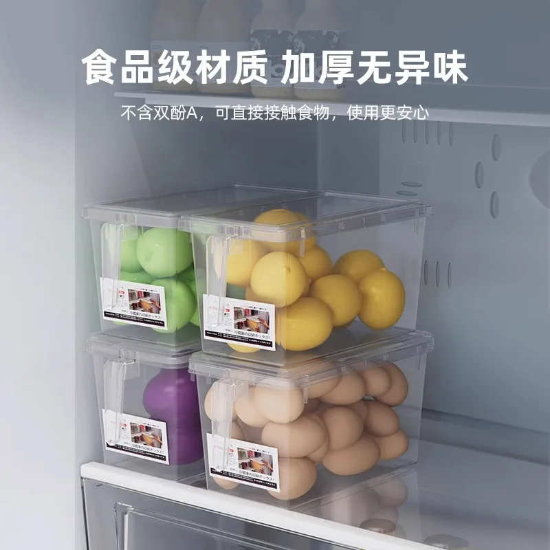 Large capacity refrigerator storage box, drawer style transparent with lid, fruit and food freezing and preservation box 4