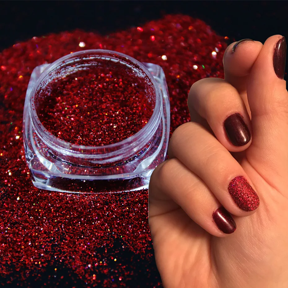 Nail Decoration Holographic Nail Powder Laser Glitter DIY Shimmer Dust Chrome Pigment Sparkly Art Sequin Paillette JIL01-16 1pcs