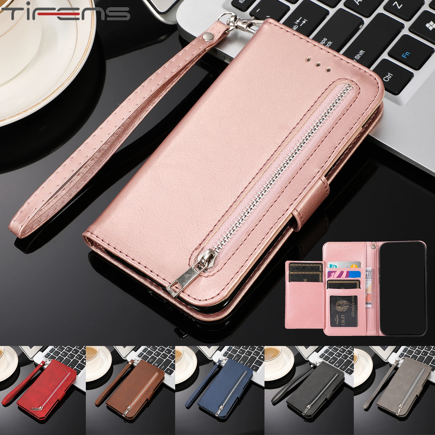 Zip Flip Leather Wallet Purse Phone Case Cover For Samsung S23 Ultra S22  S21 A54