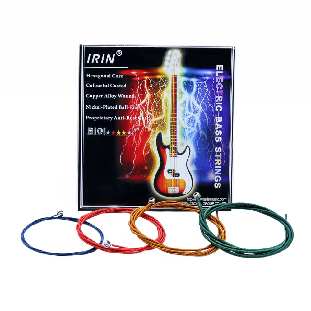 

IRIN 4Pcs Electric Bass Strings 4-String Electric Bass Strings Hexagonal Steel Core Copper Alloy Strings Bass Parts Accessories