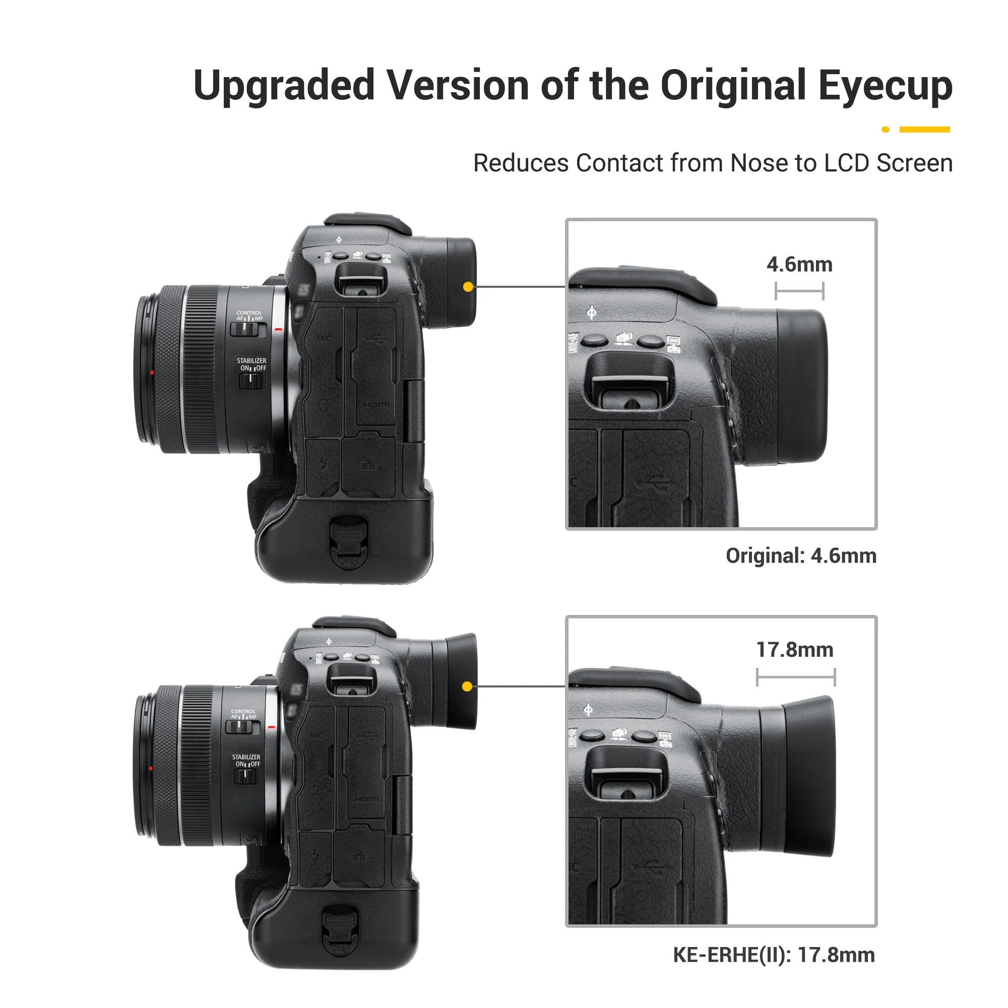 Description Picture 4 of itemReplaces Iconic Brand ER-h / ER-hE Soft Eyecup Eyepiece Viewfinder Eye Cup for Iconic Brand EOS R3 Eyecup Camera Extended Eyeshade Protector