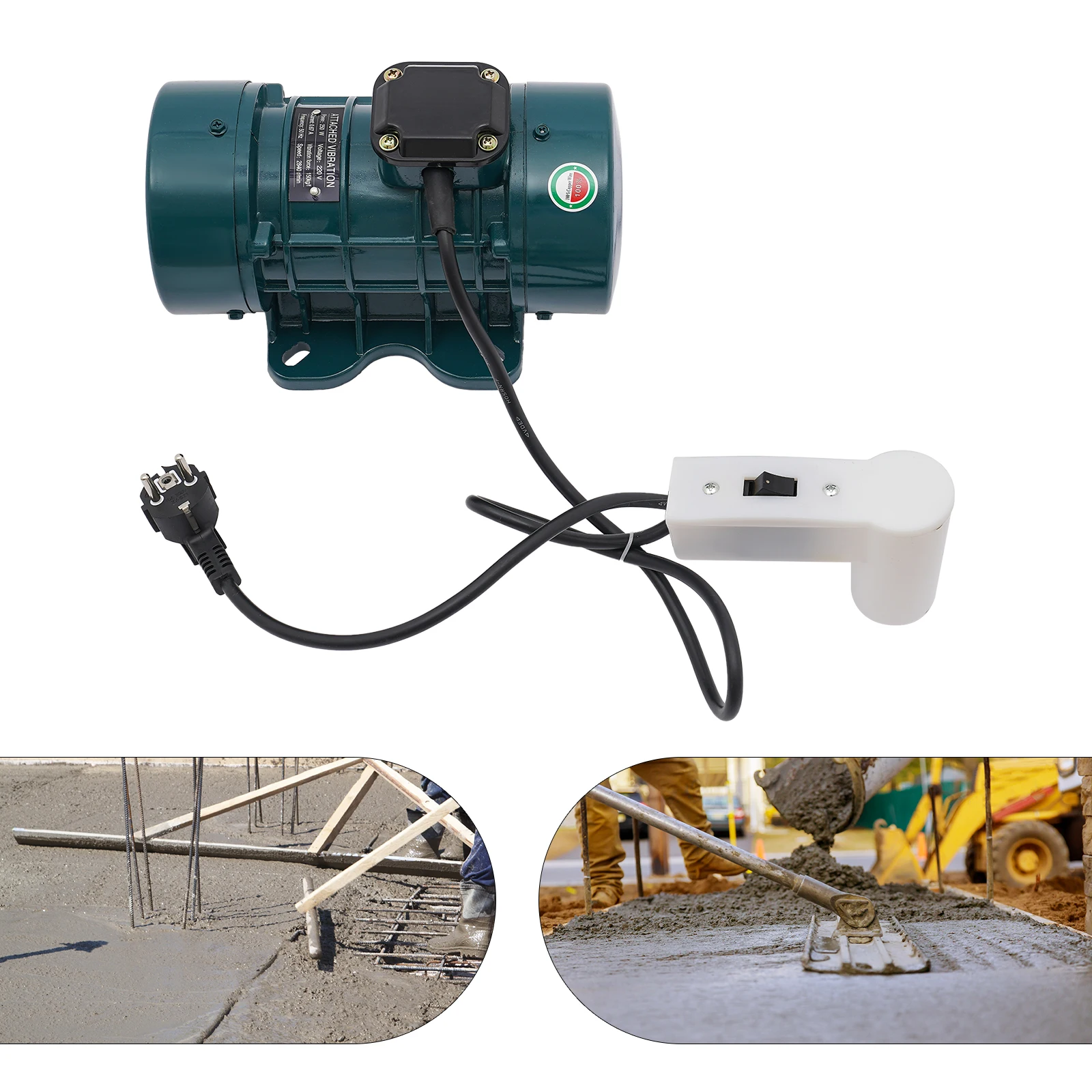250W Concrete Vibrator Motor 2840RPM, Cast Iron Housing High-Performance Electric Vibrating Motor for Construction Industrial