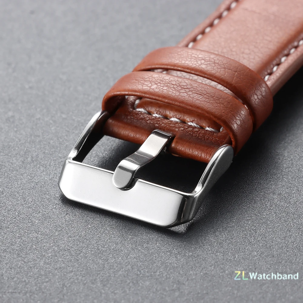 Quick Release Retro Brown Blue Leather Watch Band Strap