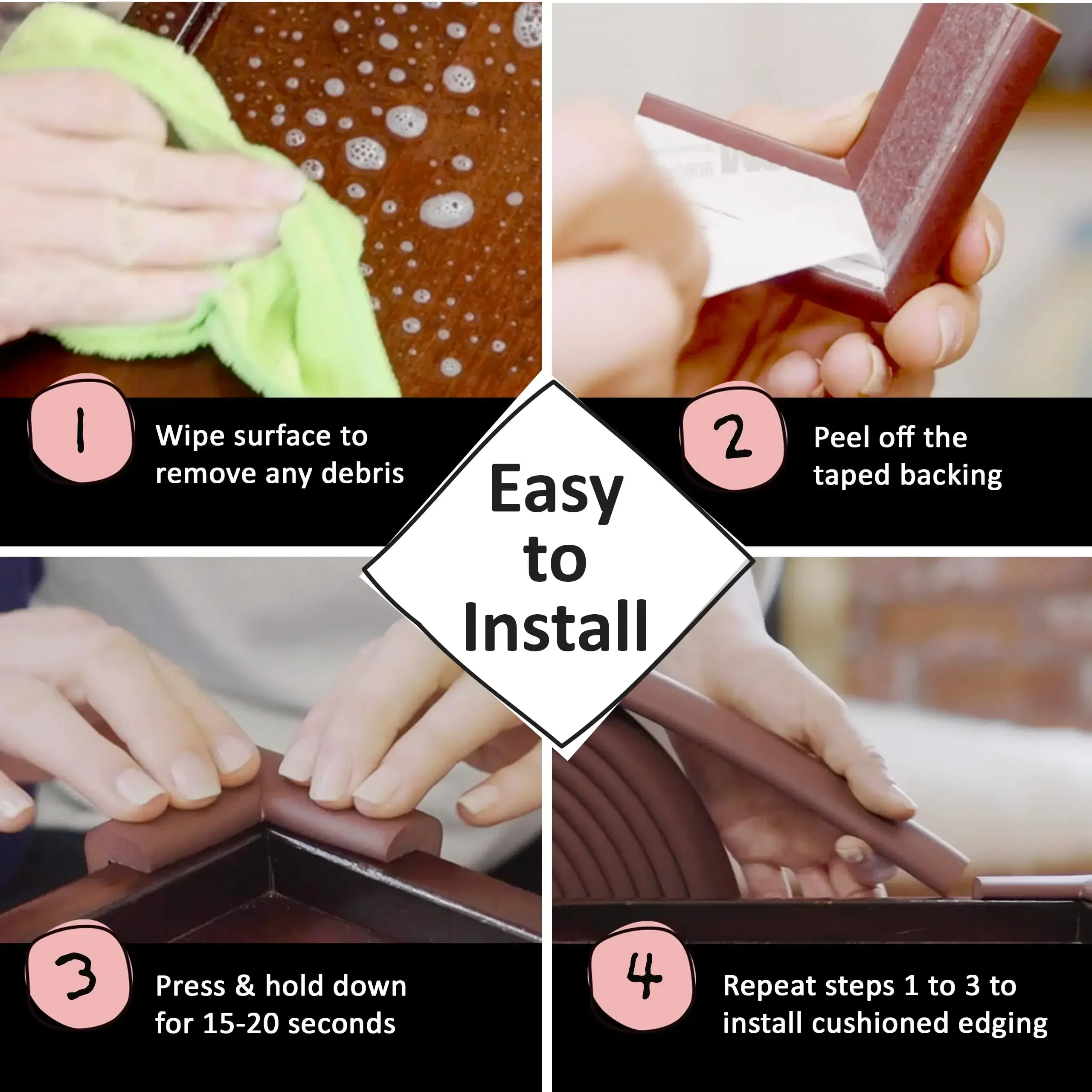 Adhesive Anti Collision Mat Corner Edge Protector 5m Edge 8 Corners Baby Proofing Hefty-Fit Heavy-Duty Soft NBR Rubber Foam Safety Bumper Guard 3M Adhesive