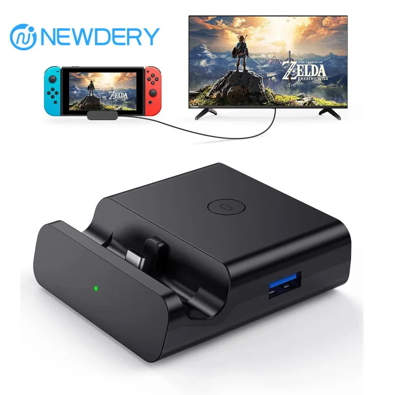 NEWDERY-Station d'accueil pour Nintendo Switch TV S6, OLED, Type C vers  HDMI, AV numérique, Prise en charge multiports, airies, Chargeur rapide