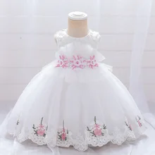 

White Floral Princess Dress Summer 2022 New Fashion Sweet Party Evening Baby Girl Dress France Sleeveless Birthday Fairy Dress