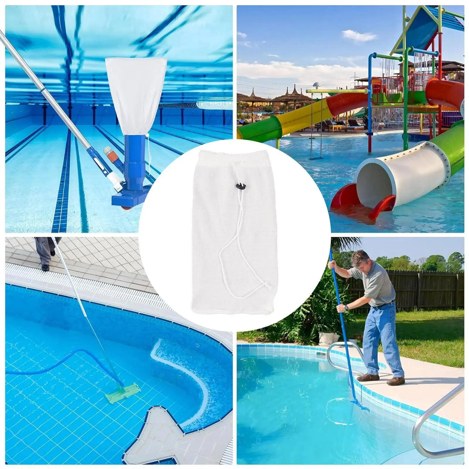Pool Filter Bags Pool Vacuum Cleaner Replace Bags 10 Pieces Reusable Nylon Pouch Water Cleaning Accessories For Dirt Hair Sand