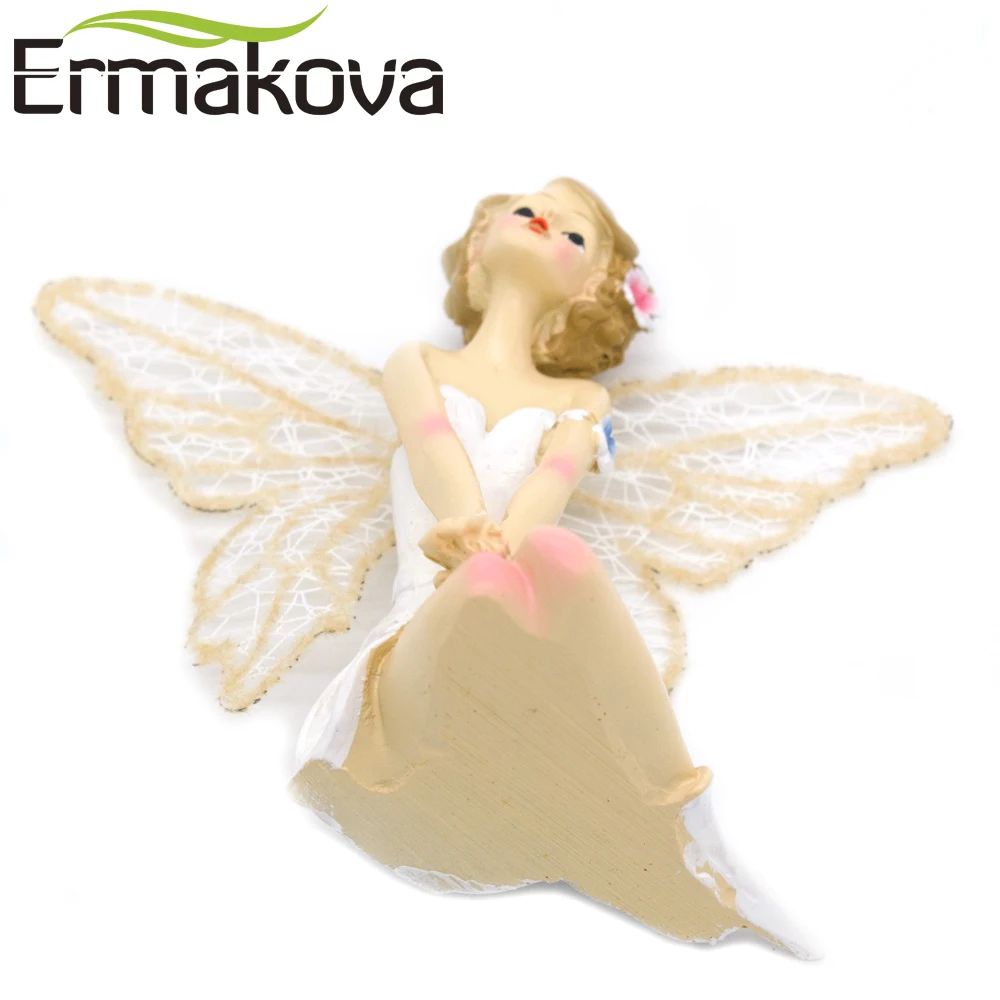 ERMAKOVA Resin Angel Ornaments Flower Fairy Figurine Angel Figurine Girl Miniature Fairy Garden Landscape Gift Home Decoration images - 6